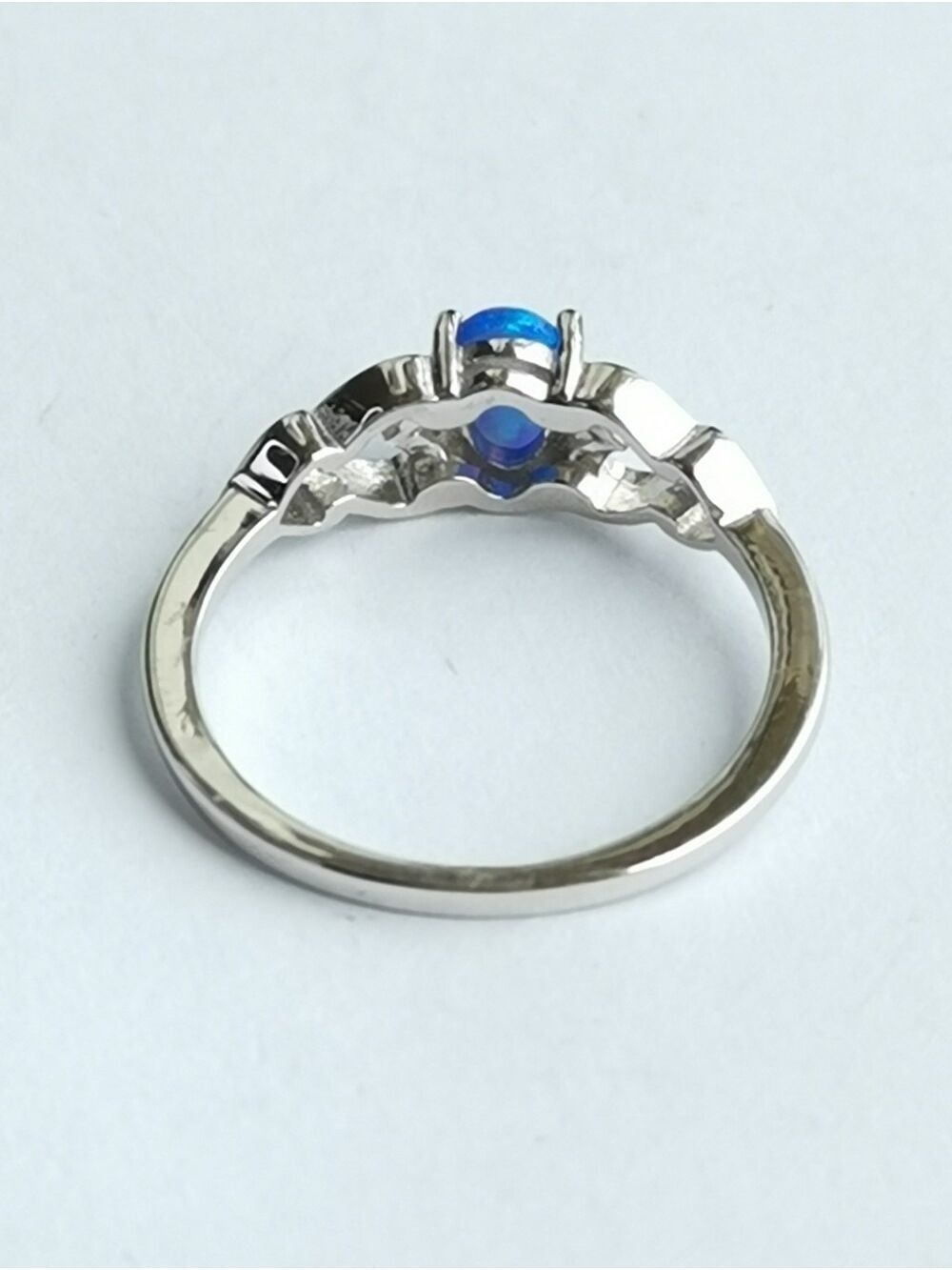 Blue opal sterling silver hearts Ring Size 6 ๐ - Picture 3 of 5